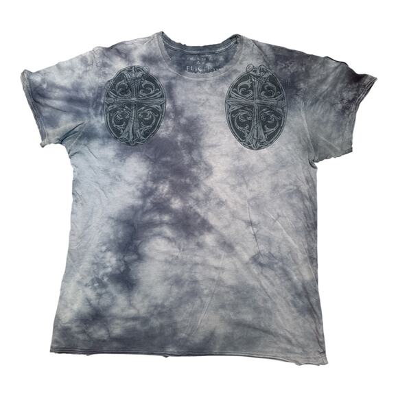 Affliction RARE! Aficionados Leather Sleeve Patch Gray Distressed  Tee Shirt L - Picture 1 of 7
